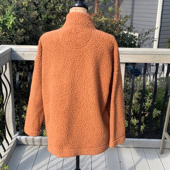 Aerie cloud Sherpa oversized pullover sweatshirt brown tan snap fleece brown M - Picture 15 of 15